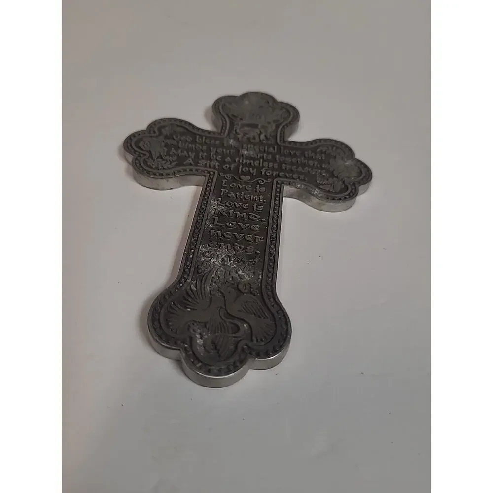 25 Anniversary Christian Bless Pewter Wall Cross 5 1/2” Length 3 1/2” Wide